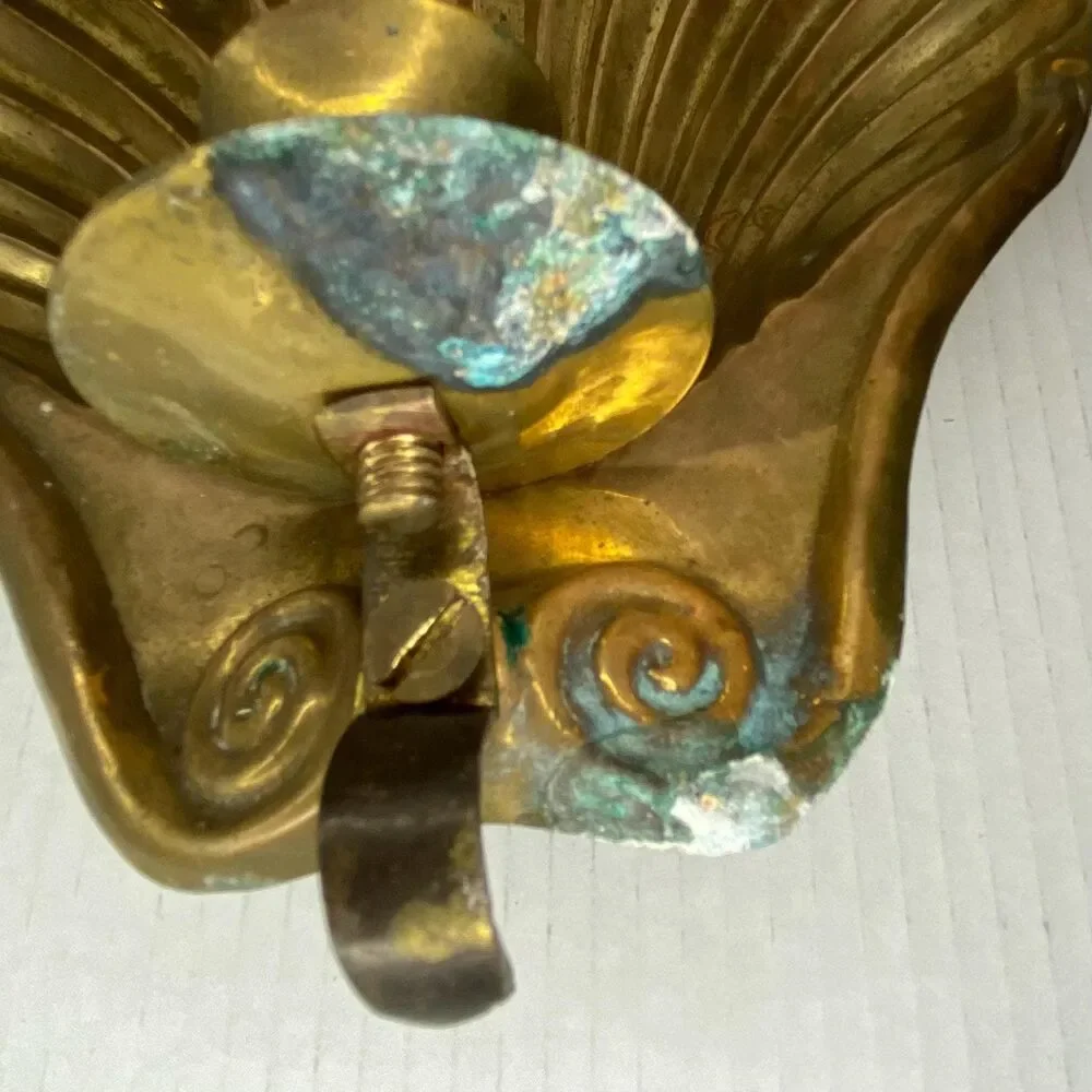 Vintage Brass Shell Sconce Candleholder
